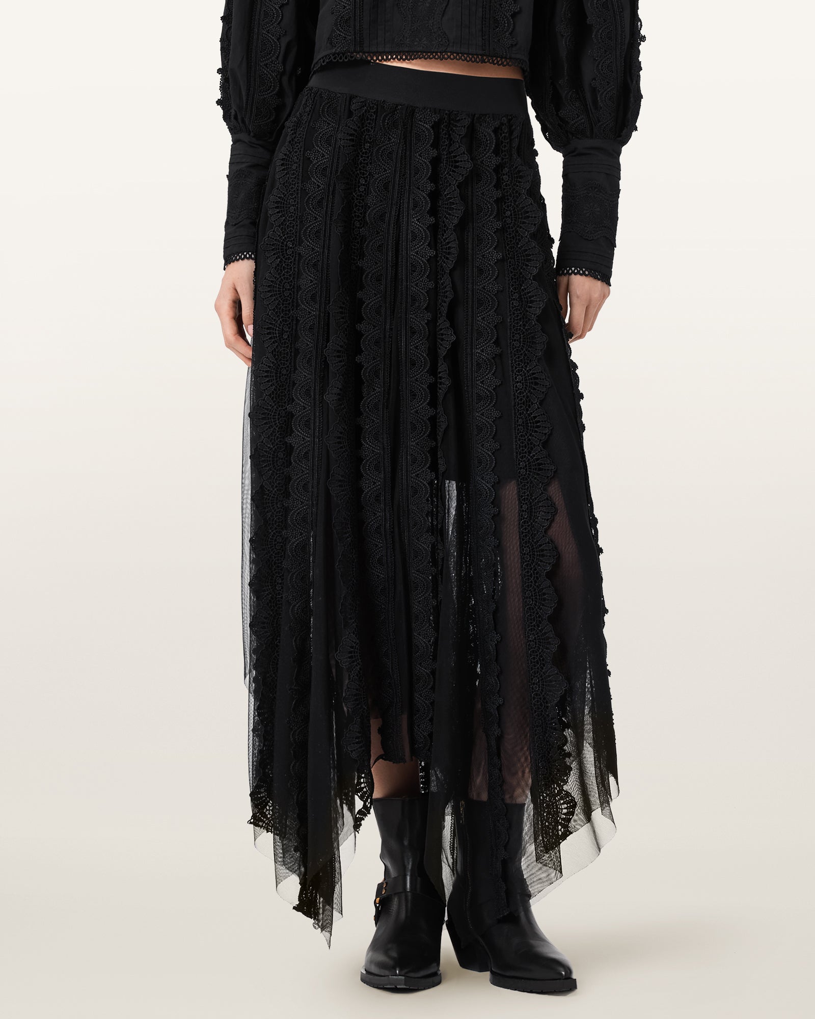 Black חצאית מידי לנשים Vashtie ALLSAINTS