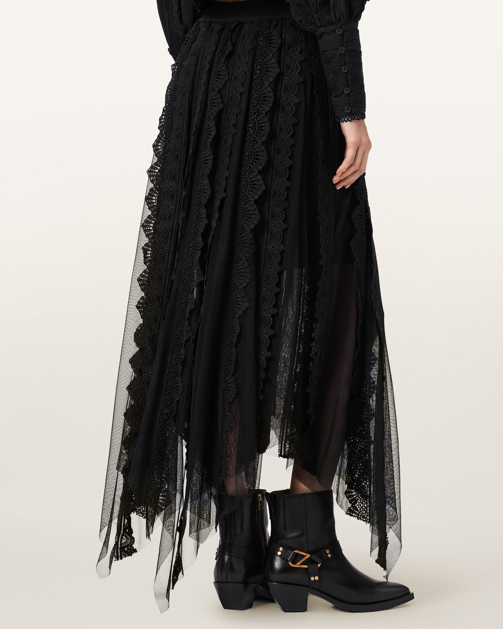 Black חצאית מידי לנשים Vashtie ALLSAINTS