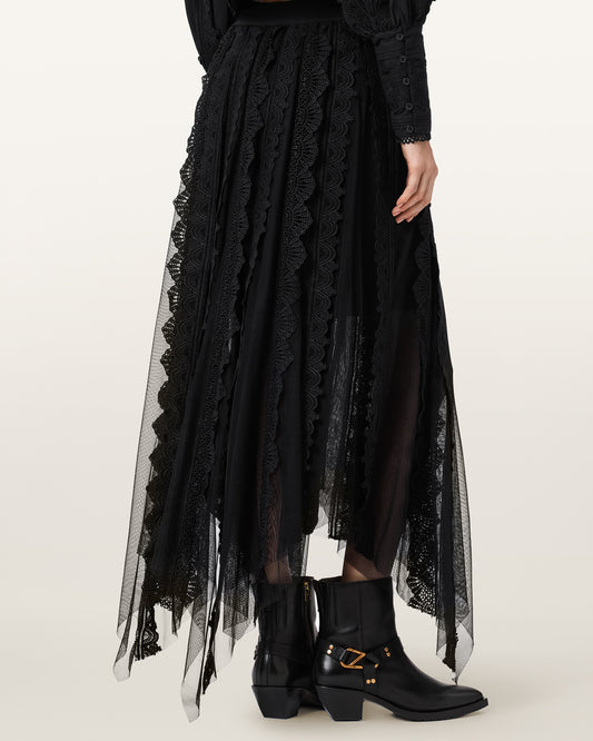 Black חצאית מידי לנשים Vashtie ALLSAINTS