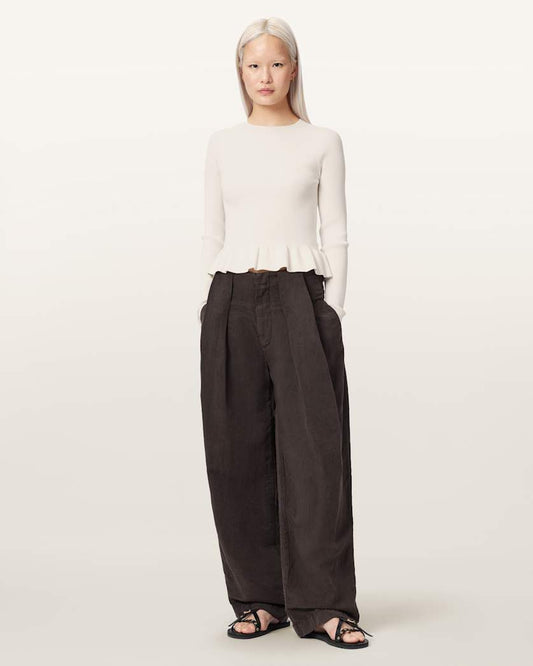 Antique White סוודר סריג קליל וצמוד לנשים Jas ALLSAINTS