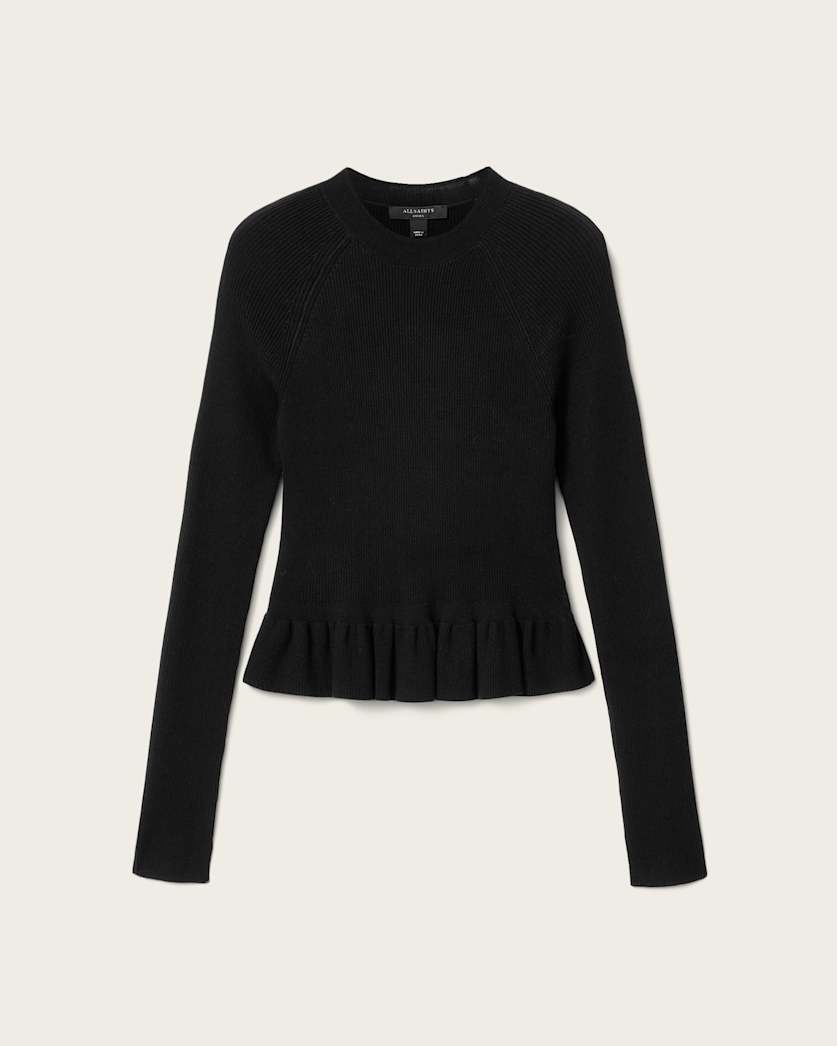 Black סוודר סריג קליל וצמוד לנשים Jas ALLSAINTS