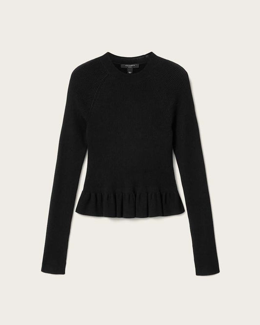 Black סוודר סריג קליל וצמוד לנשים Jas ALLSAINTS