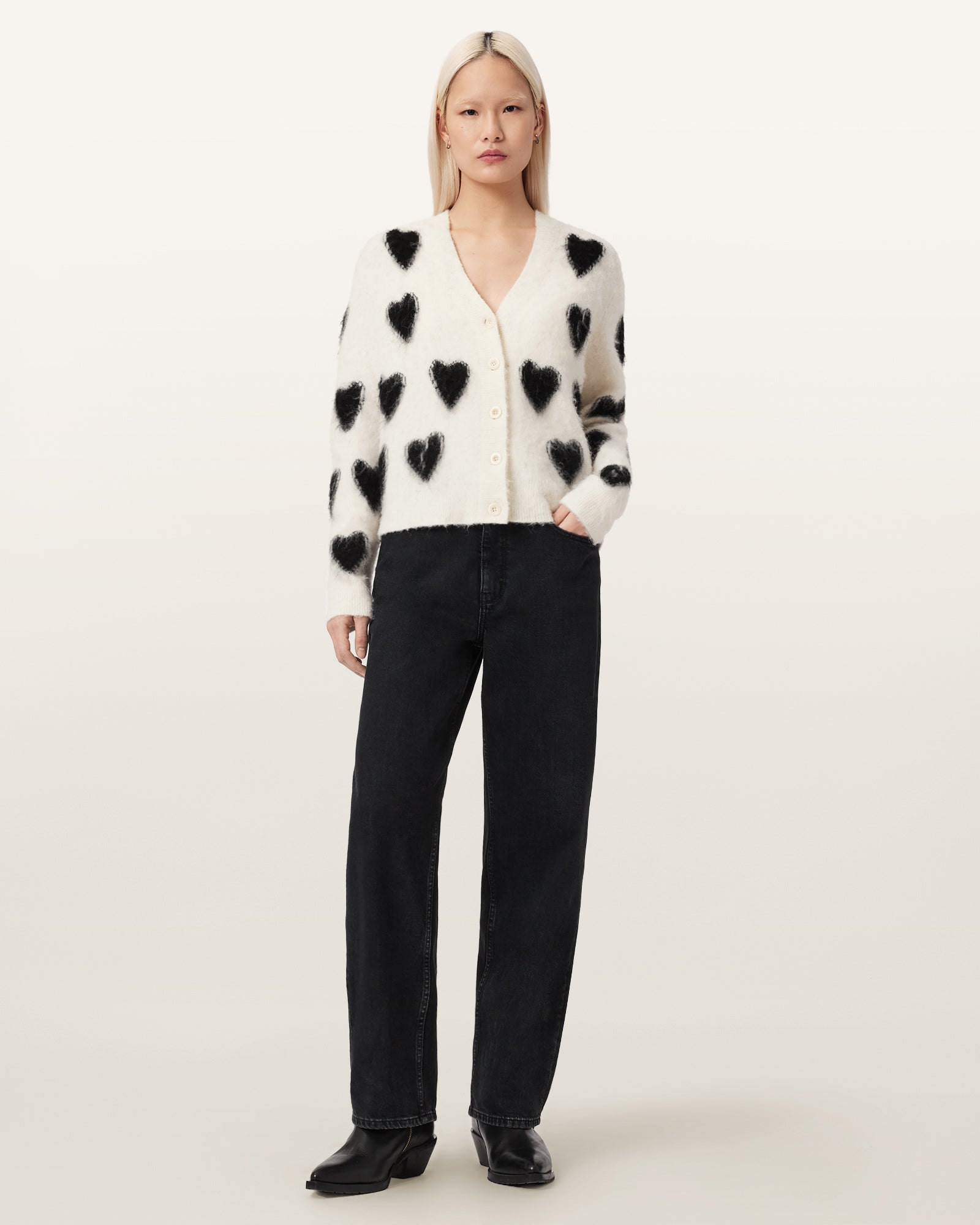 Seashell קרדיגן לבבות לנשים  Scatter Heart ALLSAINTS