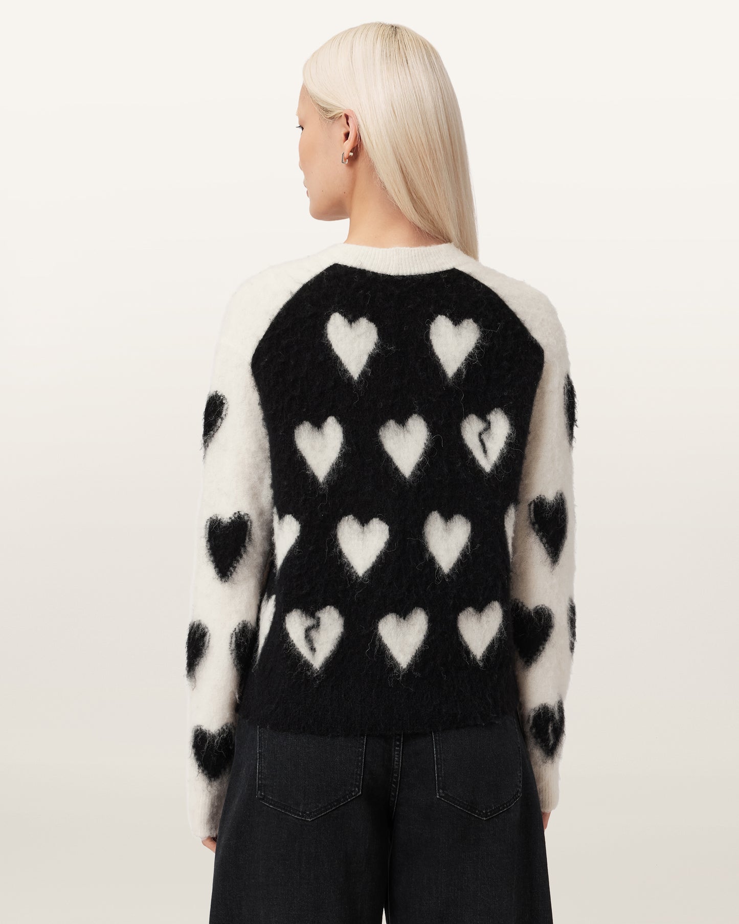 Black קרדיגן לבבות לנשים  Scatter Heart ALLSAINTS