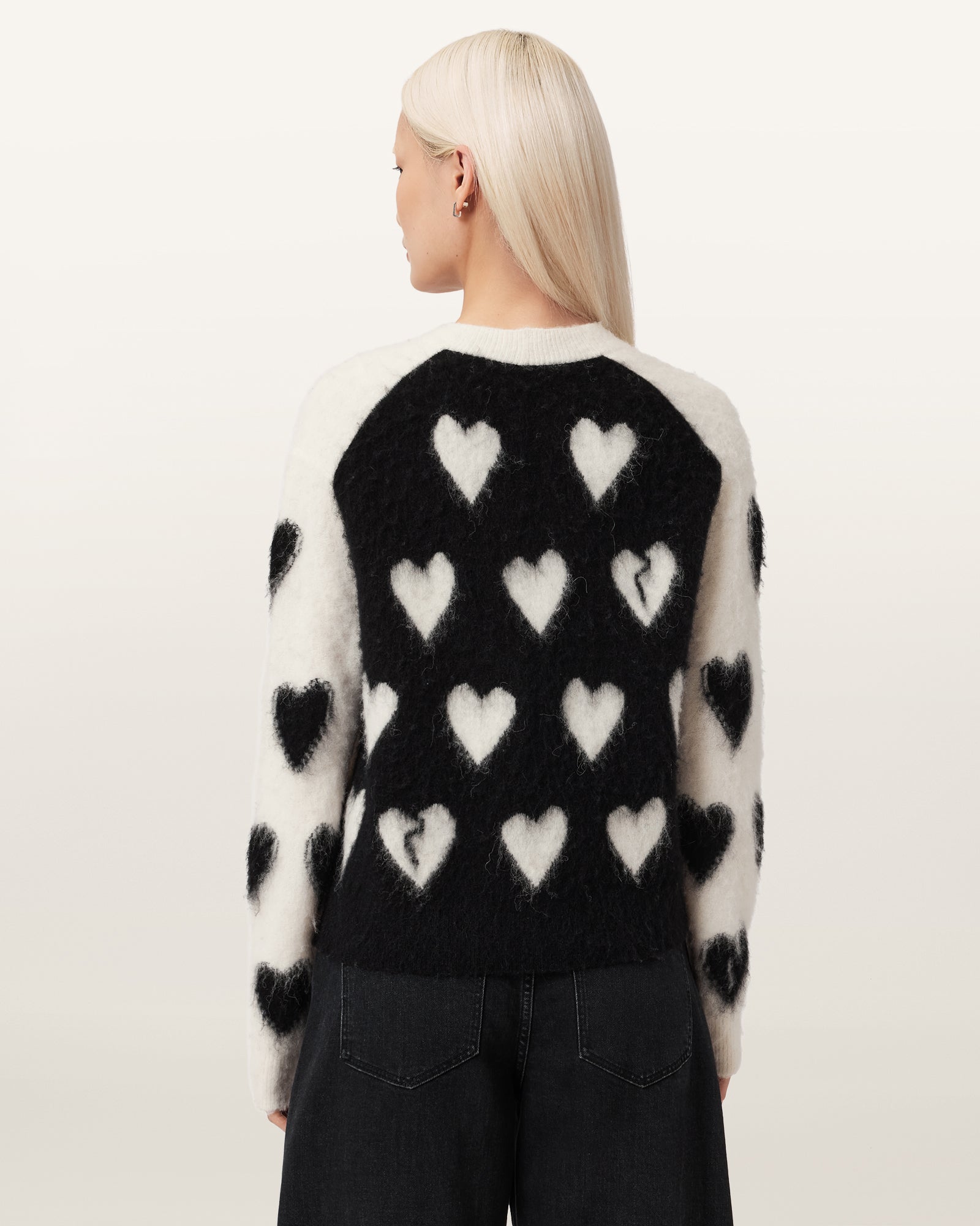 Black קרדיגן לבבות לנשים  Scatter Heart ALLSAINTS