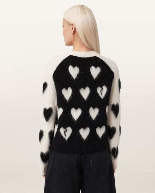 Black קרדיגן לבבות לנשים  Scatter Heart ALLSAINTS