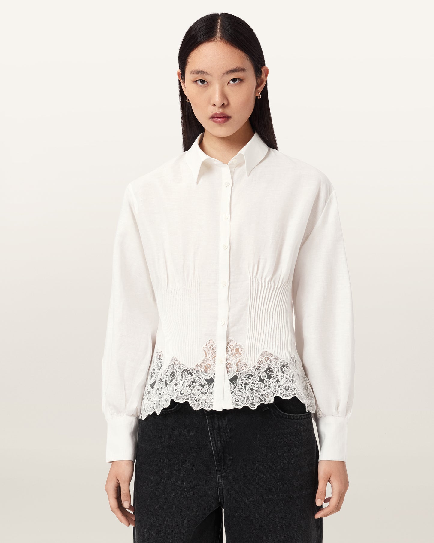 Seashell חולצה מכופתרת ארוכה לנשים Carol Shirt ALLSAINTS