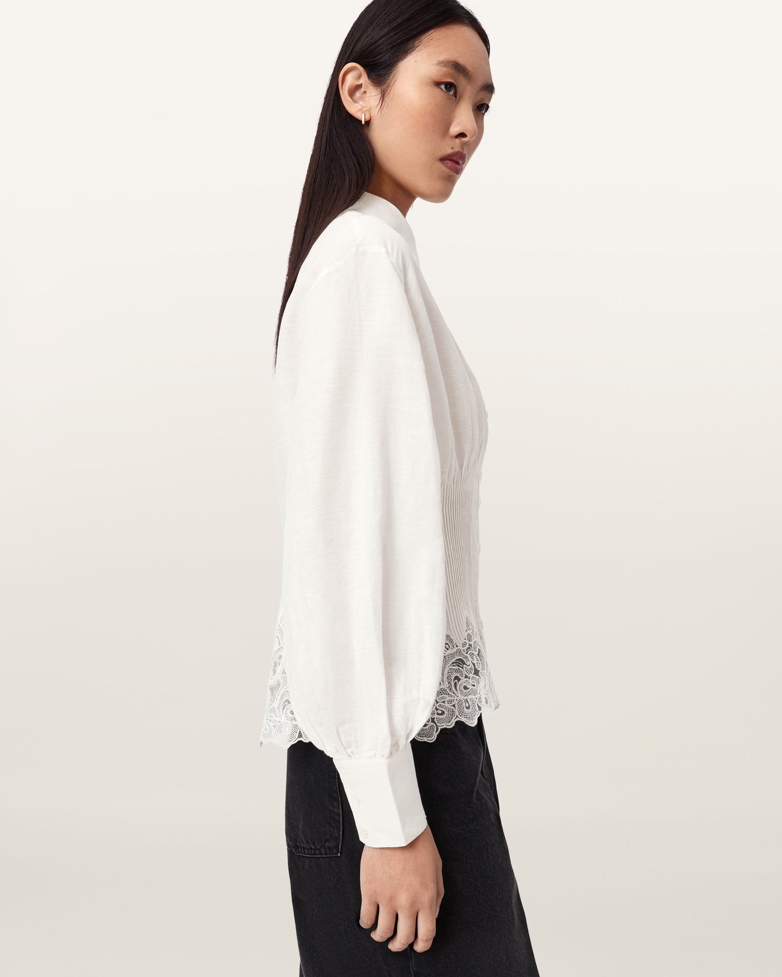 Seashell חולצה מכופתרת ארוכה לנשים Carol Shirt ALLSAINTS
