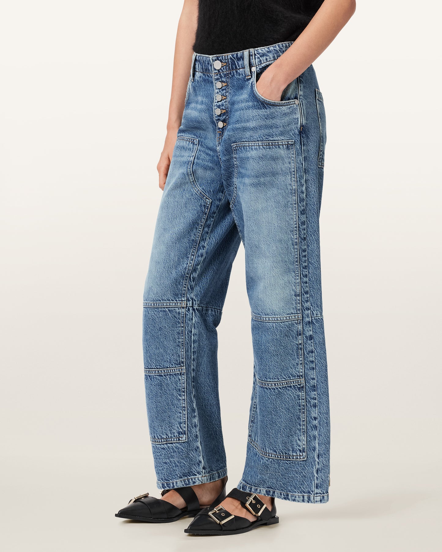 Seashell ג'ינס ארוך לנשים Tay Carpenter - Wide Fit ALLSAINTS