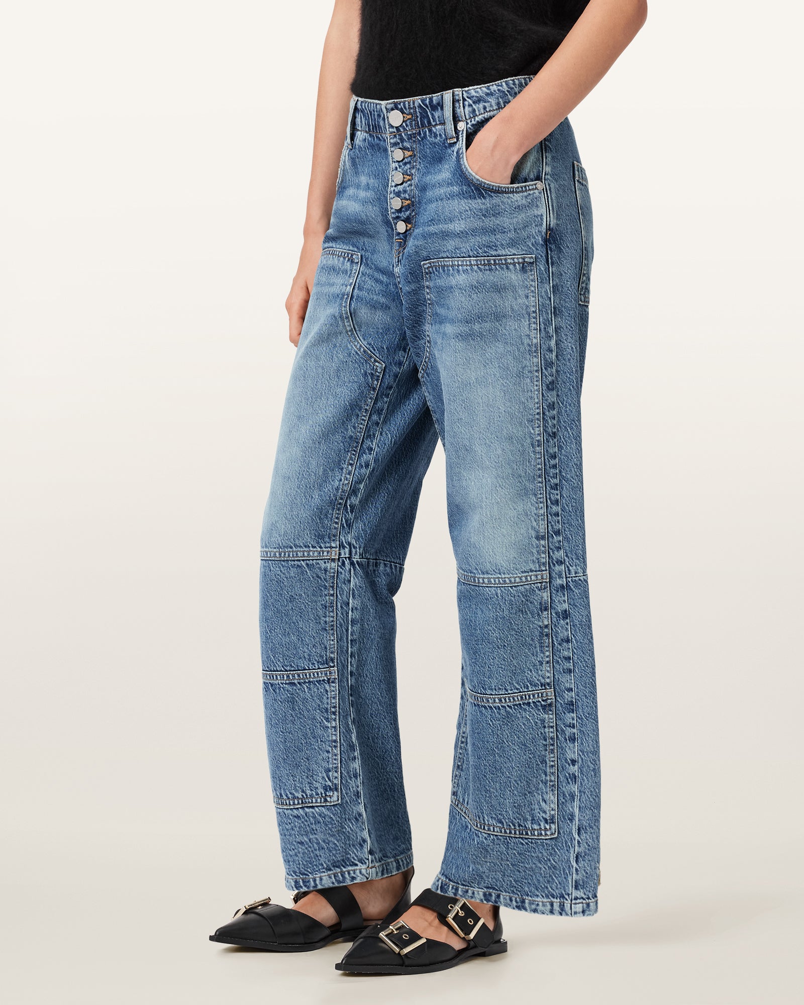 Seashell ג'ינס ארוך לנשים Tay Carpenter - Wide Fit ALLSAINTS