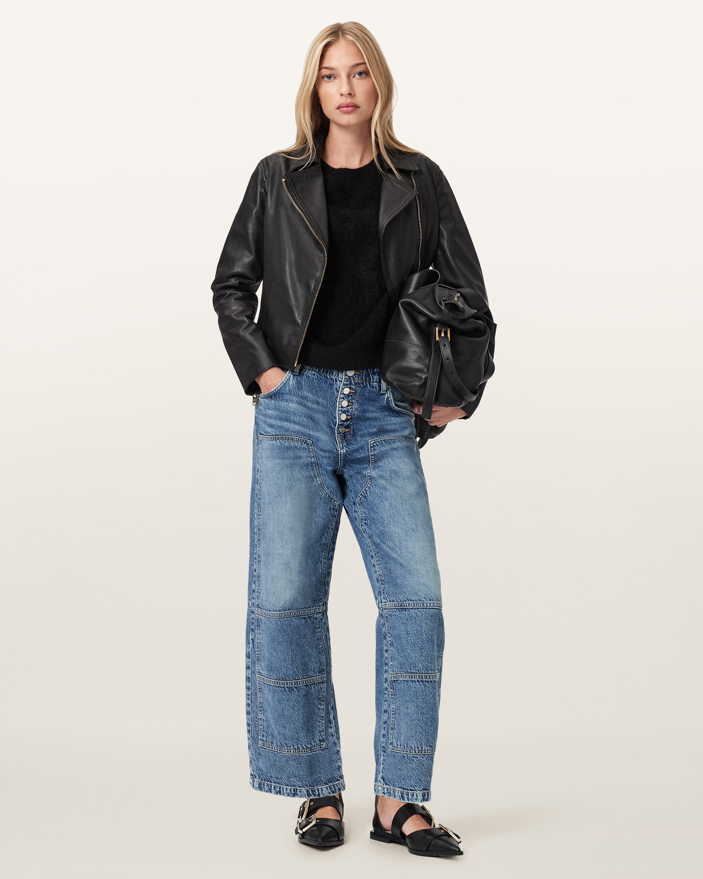 Seashell ג'ינס ארוך לנשים Tay Carpenter - Wide Fit ALLSAINTS