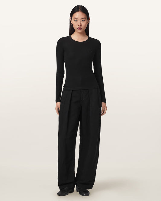Black חולצת טריקו שרוול ארוך לנשים Rina ALLSAINTS