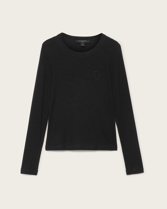 Black חולצת טריקו שרוול ארוך לנשים Rina ALLSAINTS