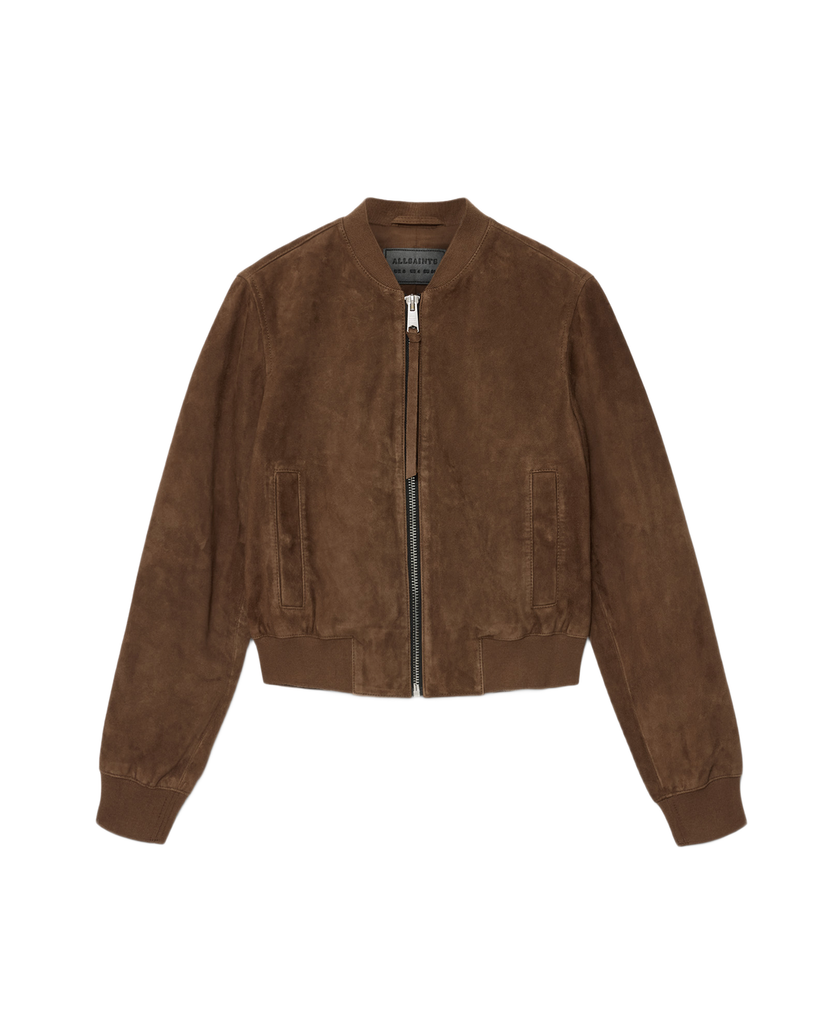 Dark Olive Green Orten suede bomber מעיל אופנה לנשים ALLSAINTS