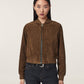 Dark Olive Green Orten suede bomber מעיל אופנה לנשים ALLSAINTS