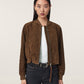 Antique White Orten suede bomber מעיל אופנה לנשים ALLSAINTS