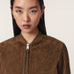 Dark Olive Green Orten suede bomber מעיל אופנה לנשים ALLSAINTS