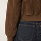 Dark Olive Green Orten suede bomber מעיל אופנה לנשים ALLSAINTS