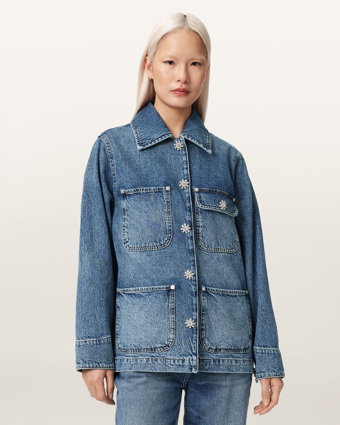 Seashell ג'קט לנשים Bex Denim Jacket ALLSAINTS