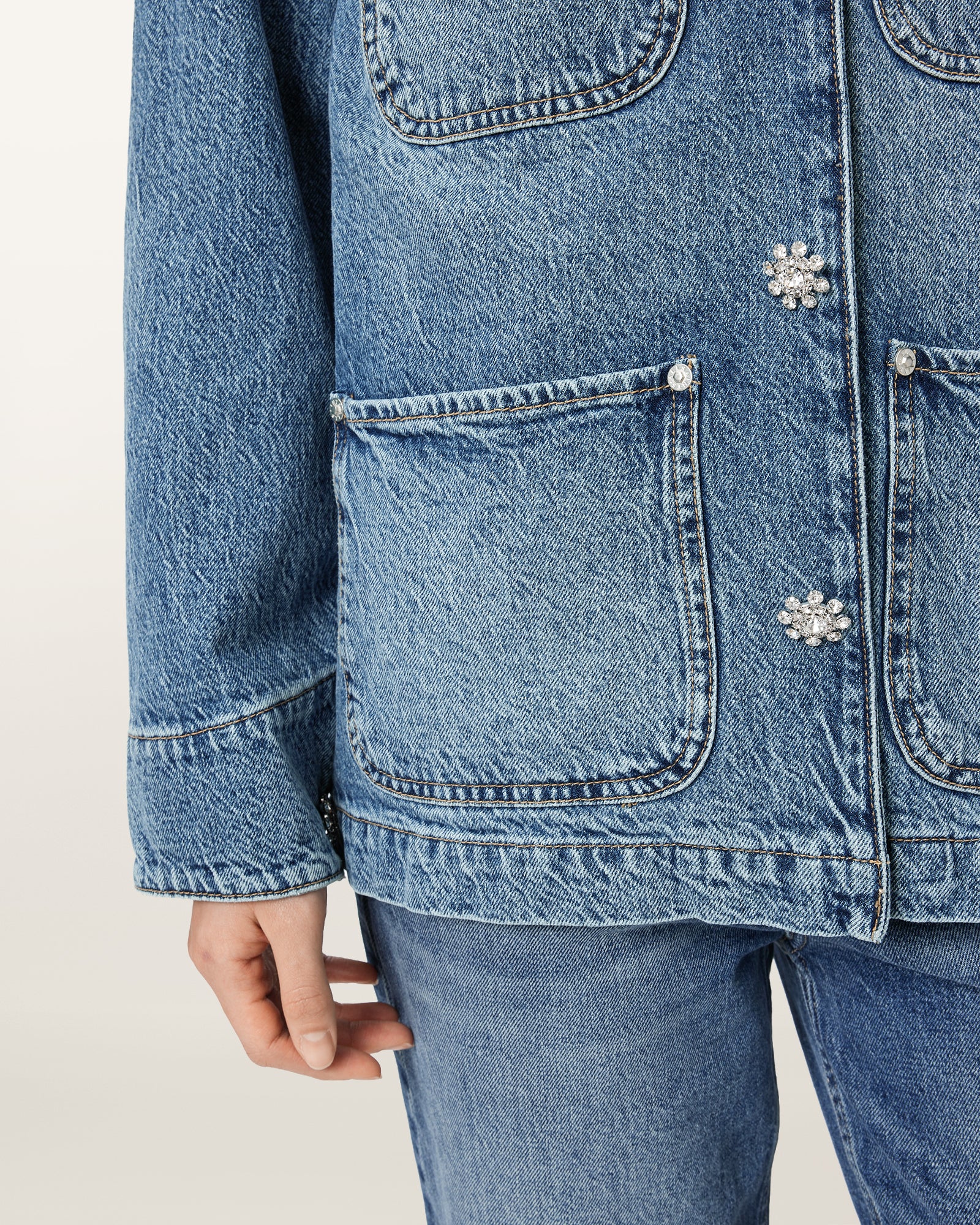 Slate Gray ג'קט לנשים Bex Denim Jacket ALLSAINTS