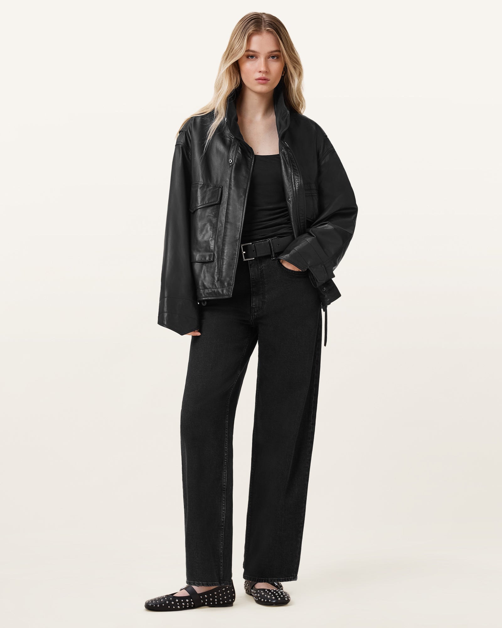 Black ג'ינס ארוך לנשים Sadie - Barrel Fit ALLSAINTS