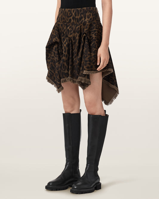 חצאית מיני פרינט מנומר לנשים Crissy Denim Skirt