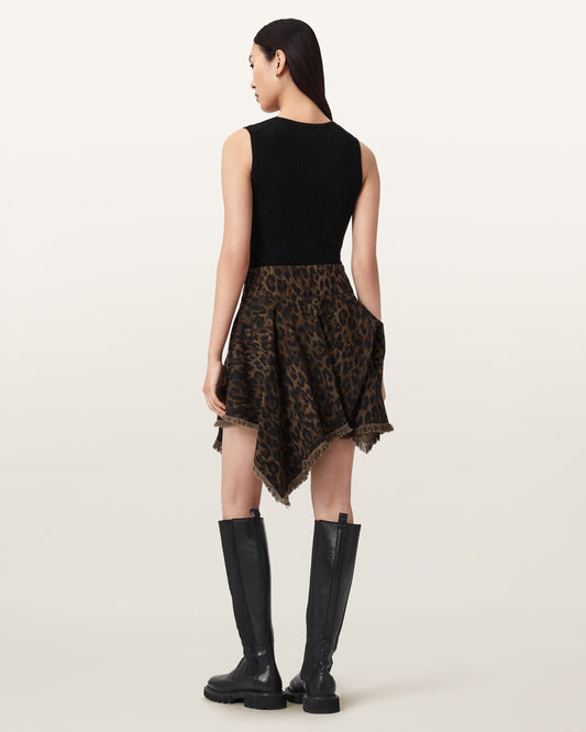 חצאית מיני פרינט מנומר לנשים Crissy Denim Skirt