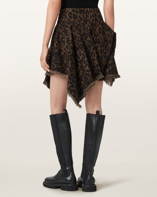 חצאית מיני פרינט מנומר לנשים Crissy Denim Skirt