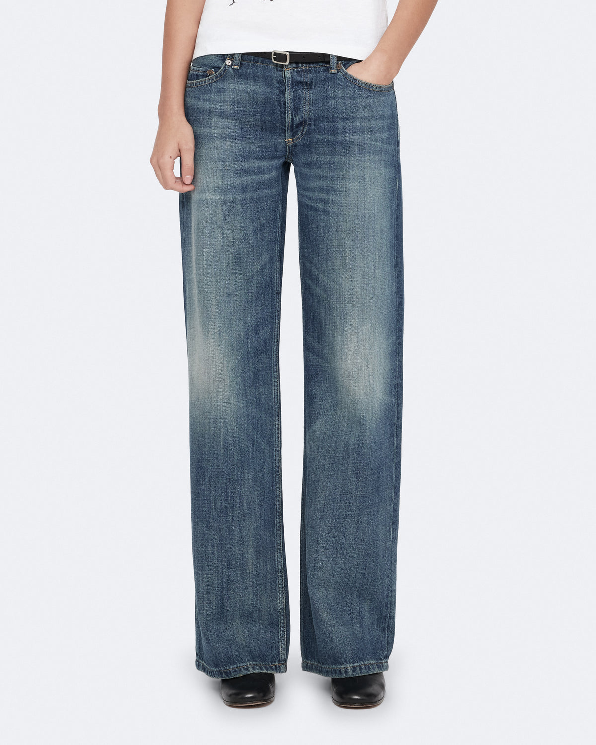 Dark Slate Gray ג'ינס ארוך לנשים Nico - Wide Leg Fit ALLSAINTS