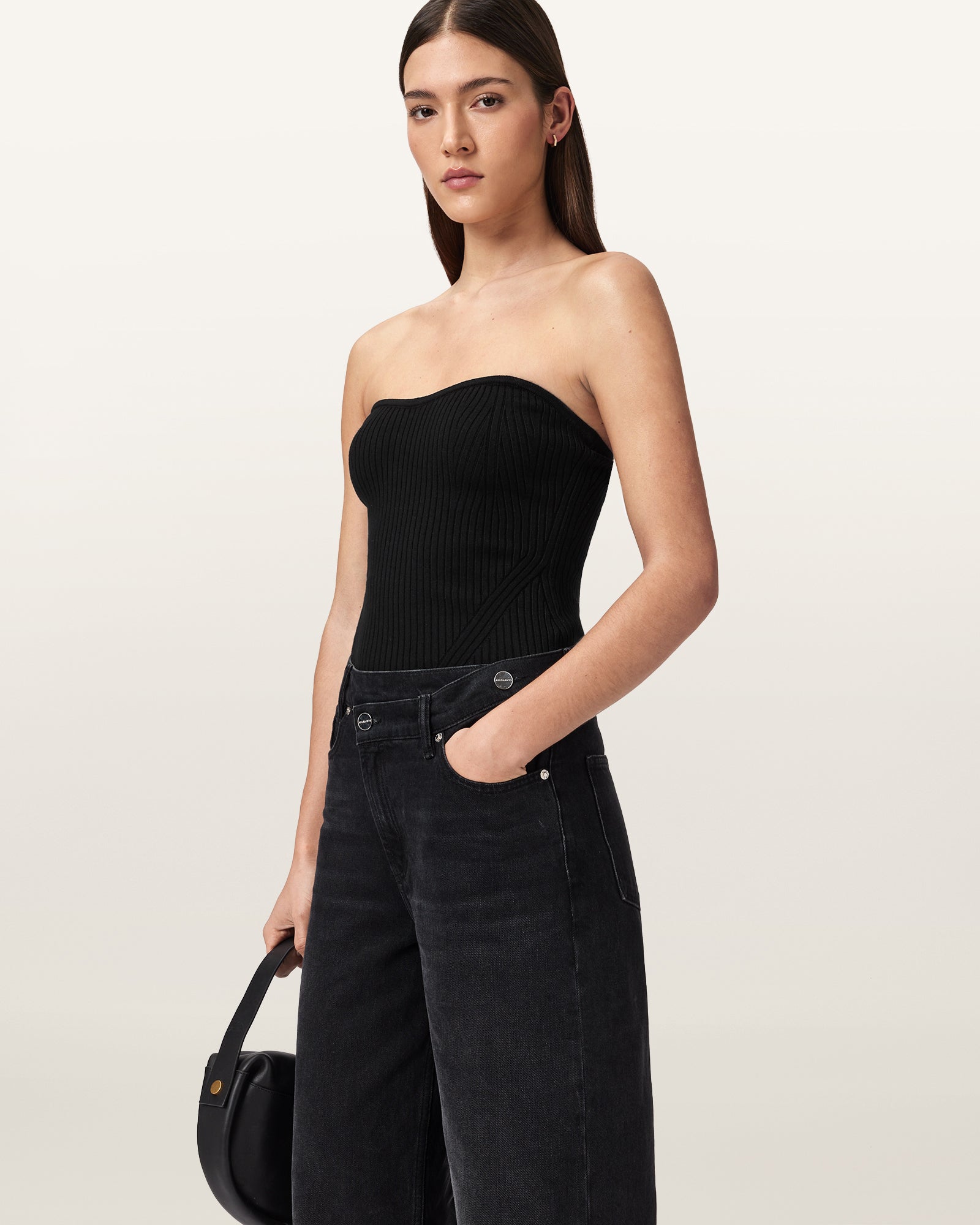 Seashell טופ סטרפלס לנשים Cruz Bandeau ALLSAINTS