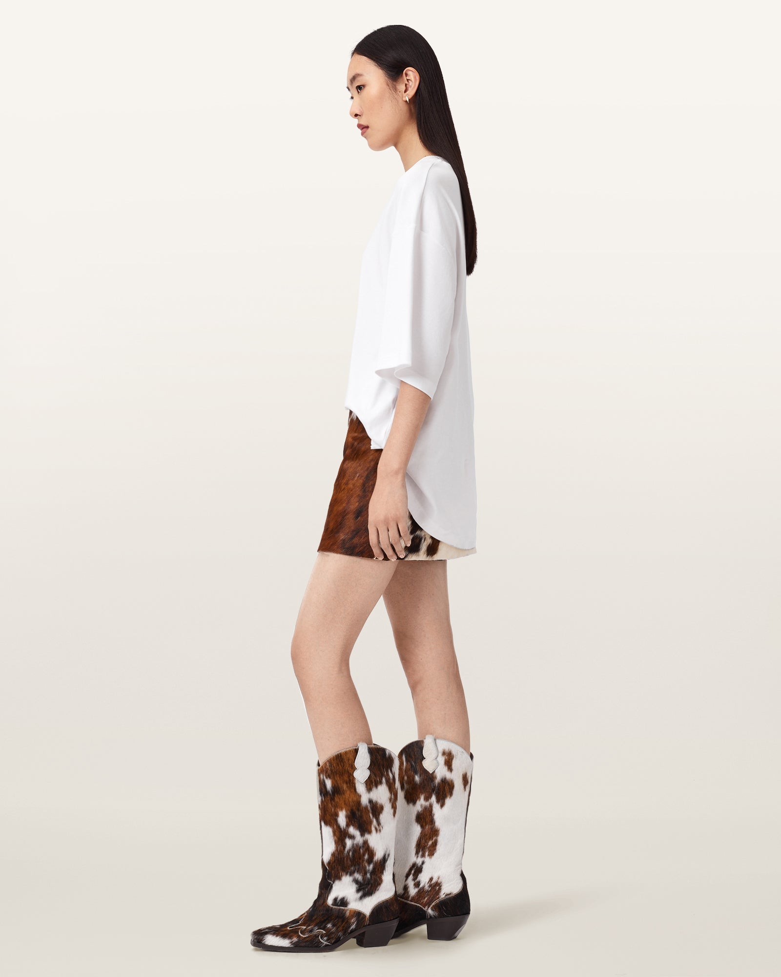 Antique White חצאית מיני לנשים Dapple Cowhide ALLSAINTS