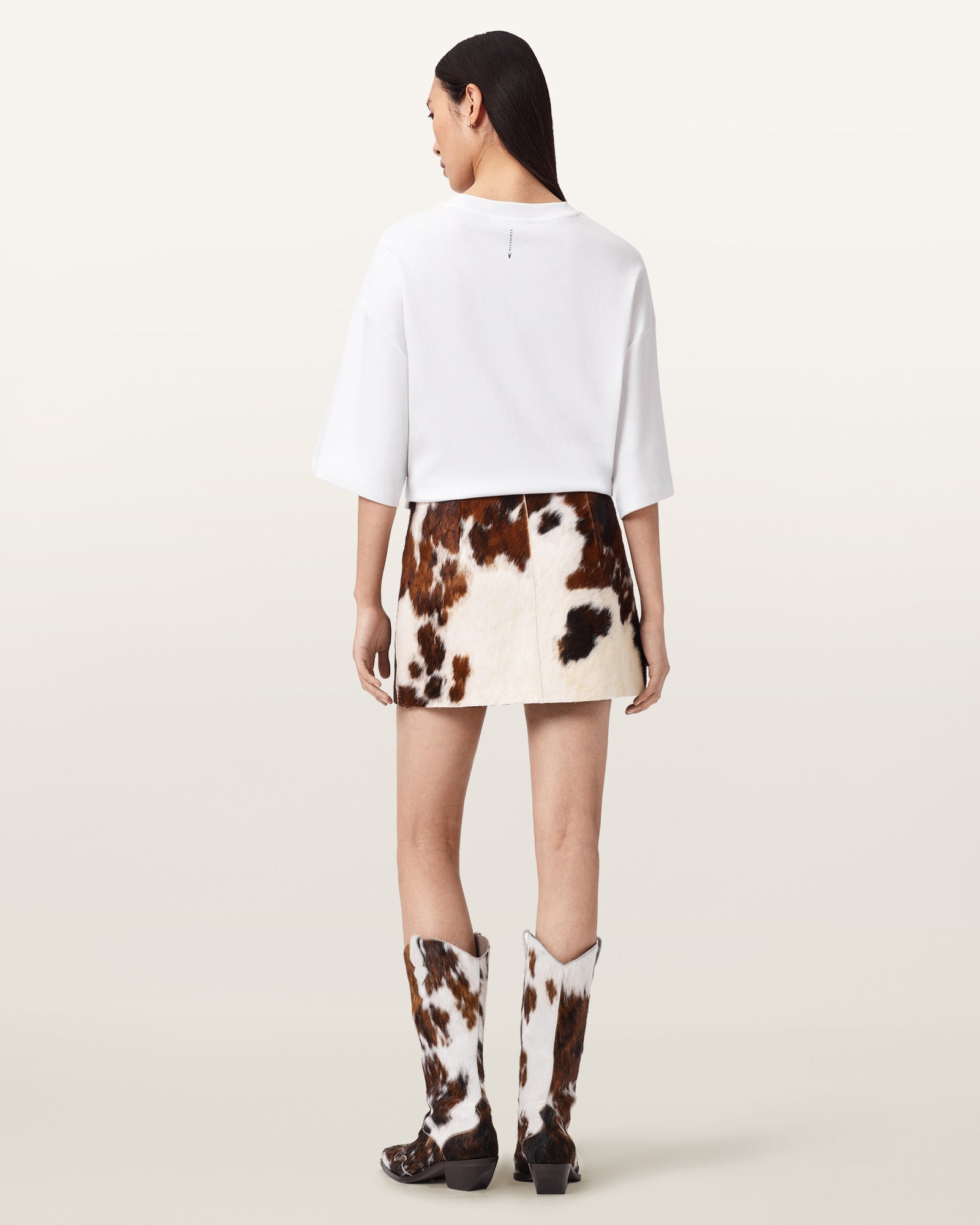 Antique White חצאית מיני לנשים Dapple Cowhide ALLSAINTS