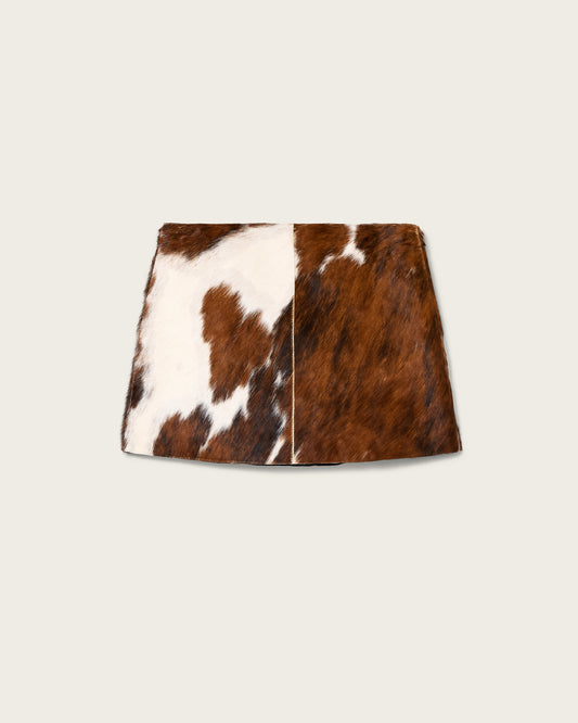 Saddle Brown חצאית מיני לנשים Dapple Cowhide ALLSAINTS