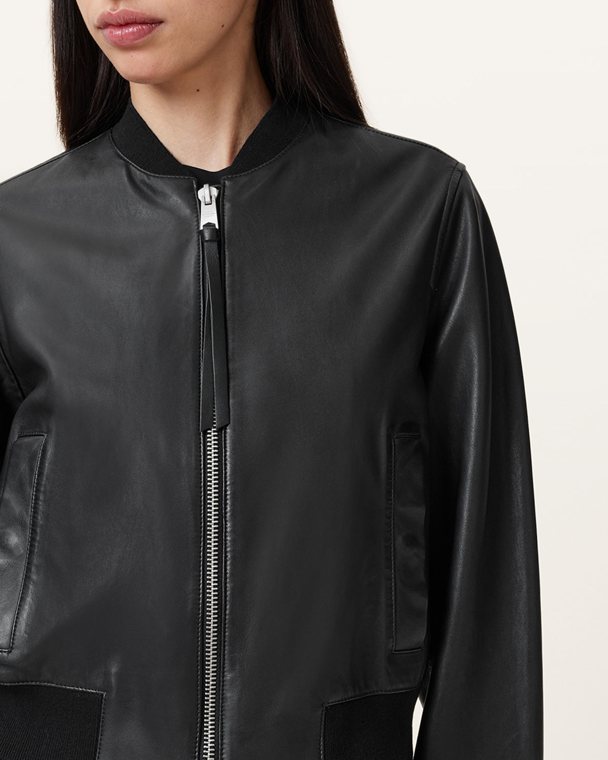 Dark Slate Gray ג'קט עור לנשים Orten ALLSAINTS