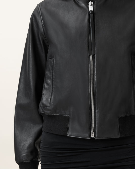 Dark Slate Gray ג'קט עור לנשים Orten ALLSAINTS