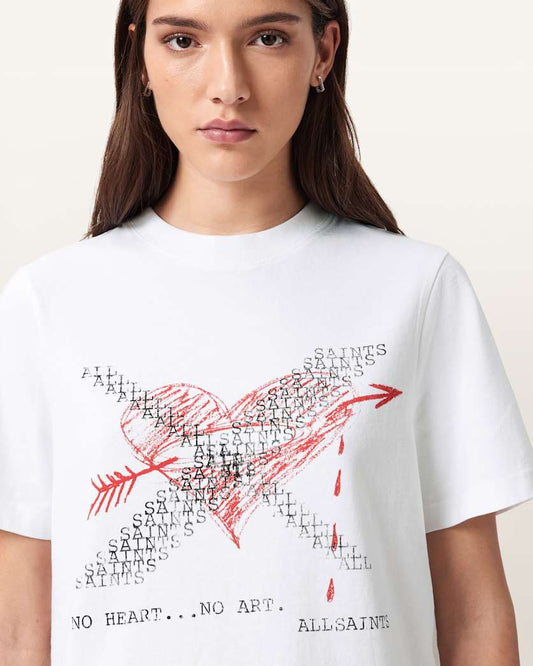 White Smoke טי שירט קצרה לנשים Heartache Lisa ALLSAINTS