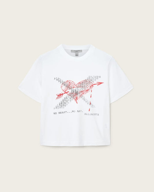 White Smoke טי שירט קצרה לנשים Heartache Lisa ALLSAINTS