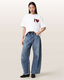 Light Gray טי שירט קצרה לנשים Heart Etta ALLSAINTS