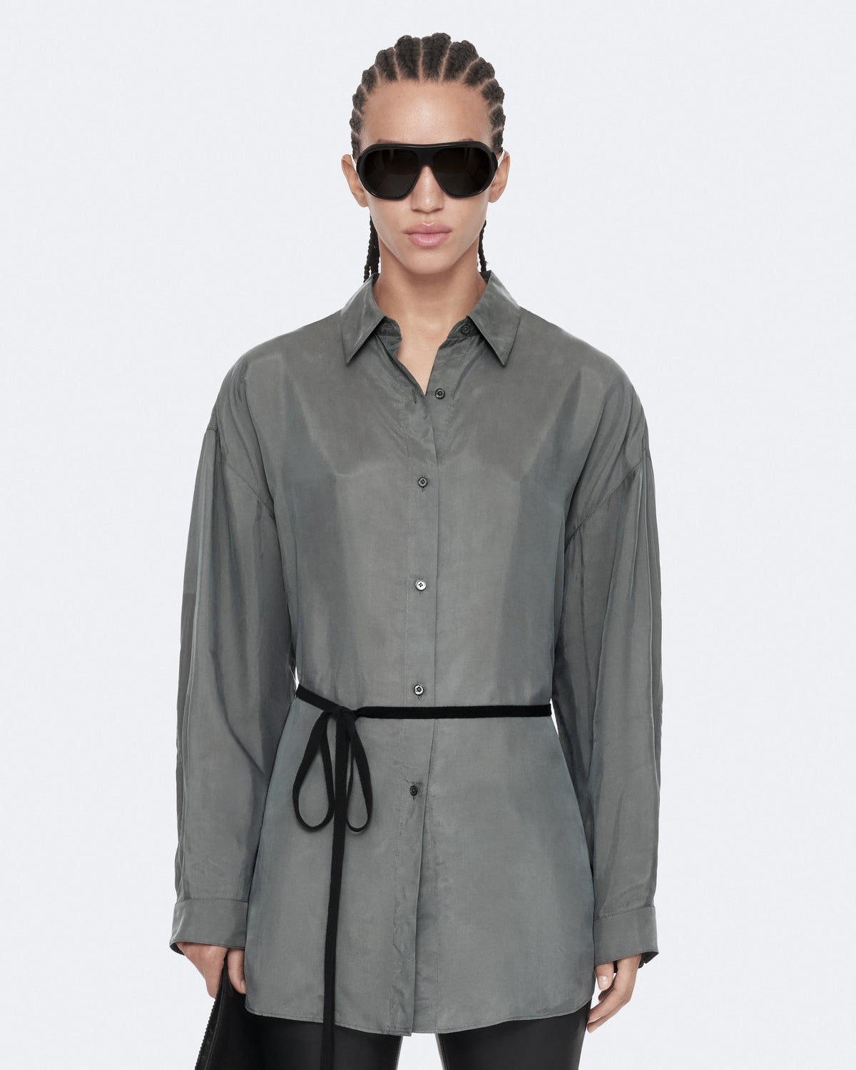 Dim Gray חולצה מכופתרת ארוכה לנשים Ilana ALLSAINTS