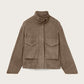 Dim Gray ג'קט מזמש קרופ עם צווארון משפך לנשים Clay ALLSAINTS