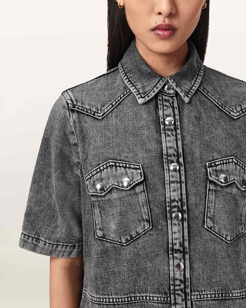 Dim Gray שמלת ג'ינס מיני  לנשים Rock Denim ALLSAINTS