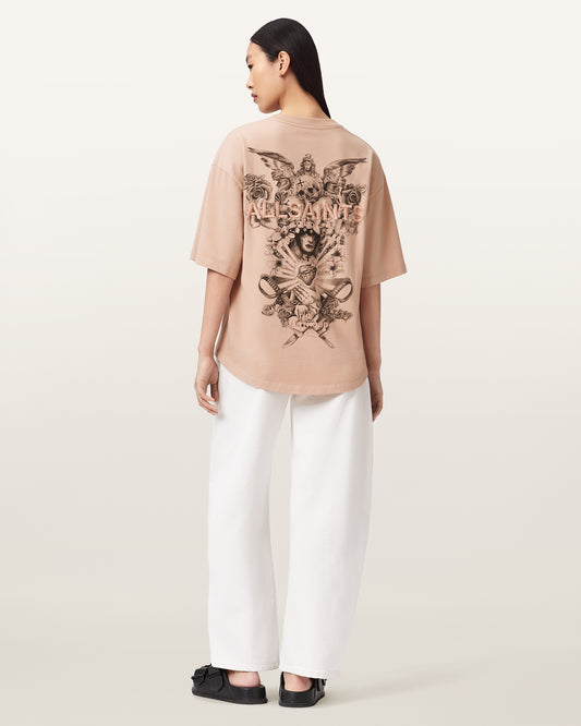 Antique White טי שירט קצרה לנשים Covenant Amelie Tee ALLSAINTS