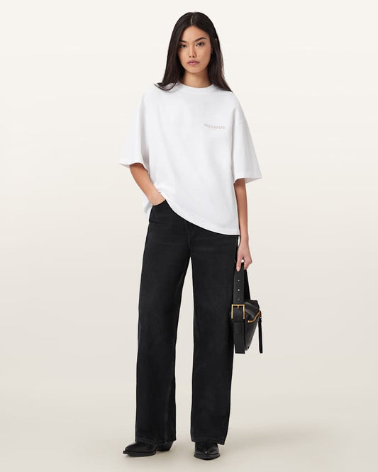 Antique White טי שירט קצרה לנשים Tempus Amelie ALLSAINTS