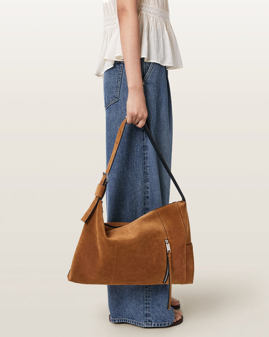 Antique White Alba suede תיק צד לנשים ALLSAINTS