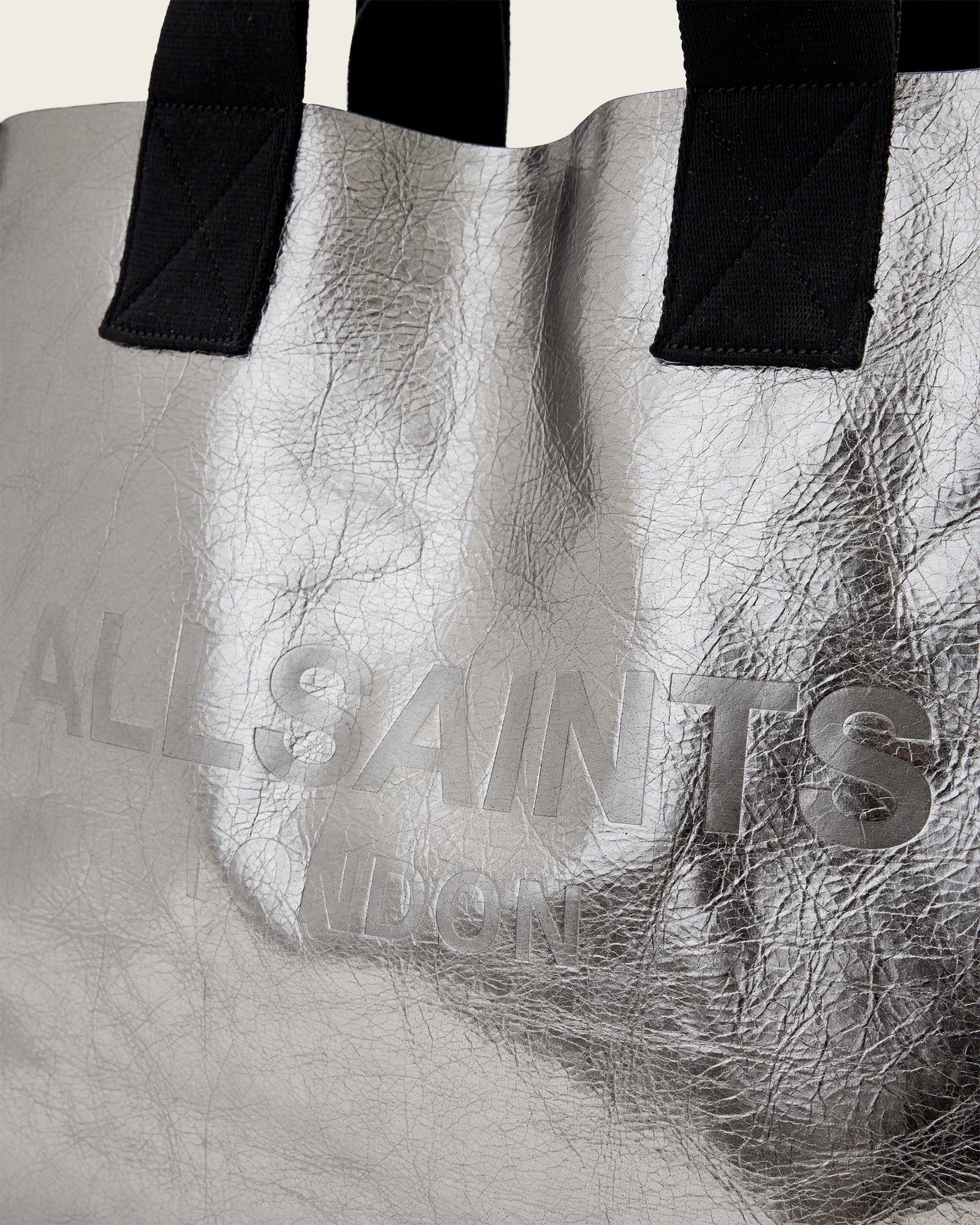 Dark Gray תיק צד מטאלי לנשים  Izzy Leather ALLSAINTS