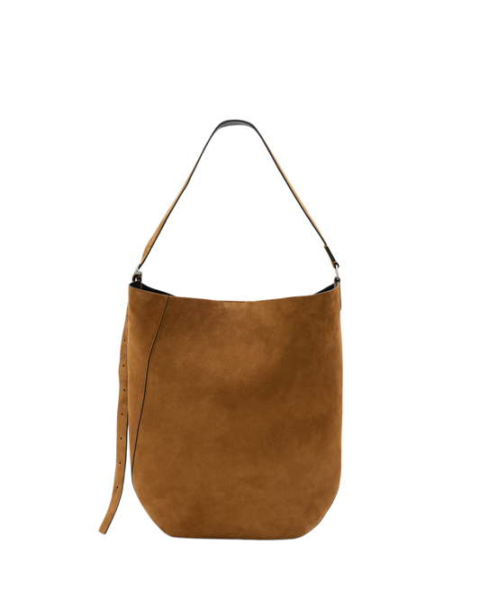 Black Esme suede hobo bag תיק צד לנשים ALLSAINTS