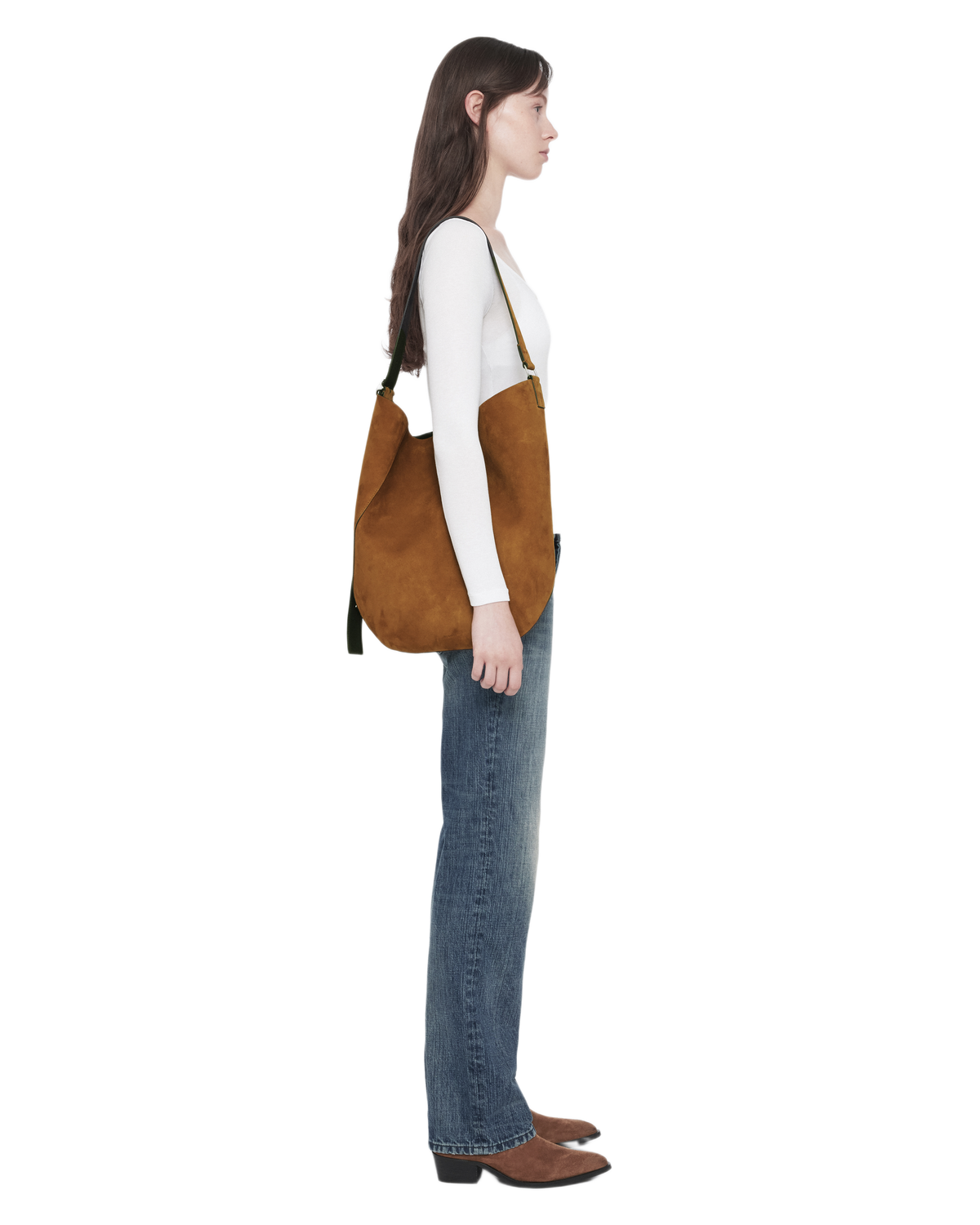 Black Esme suede hobo bag תיק צד לנשים ALLSAINTS