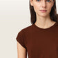 Saddle Brown טי שירט קצרה עם צווארון עגול לנשים Anna ALLSAINTS