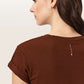 Saddle Brown טי שירט קצרה עם צווארון עגול לנשים Anna ALLSAINTS