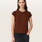 Saddle Brown טי שירט קצרה עם צווארון עגול לנשים Anna ALLSAINTS